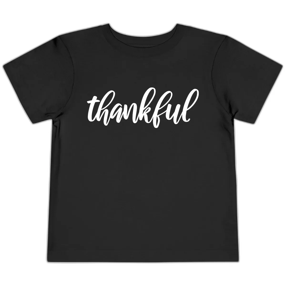 Script Thankful Word Art Toddler T-Shirt in Black