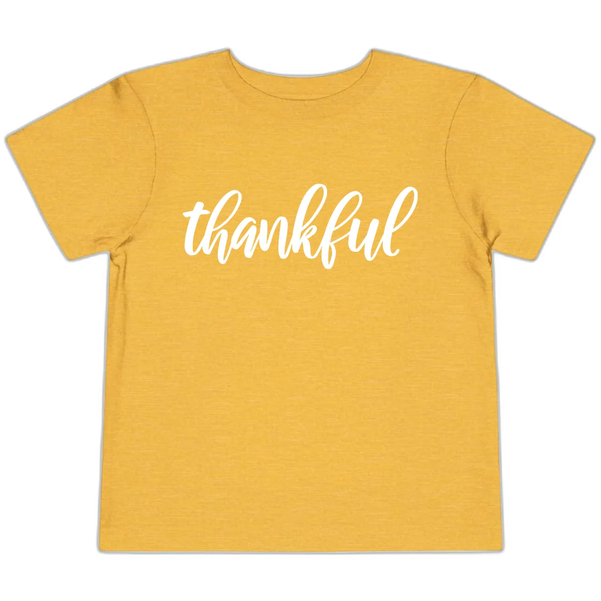 Script Thankful Word Art Toddler T-Shirt in Heather Yellow Gold