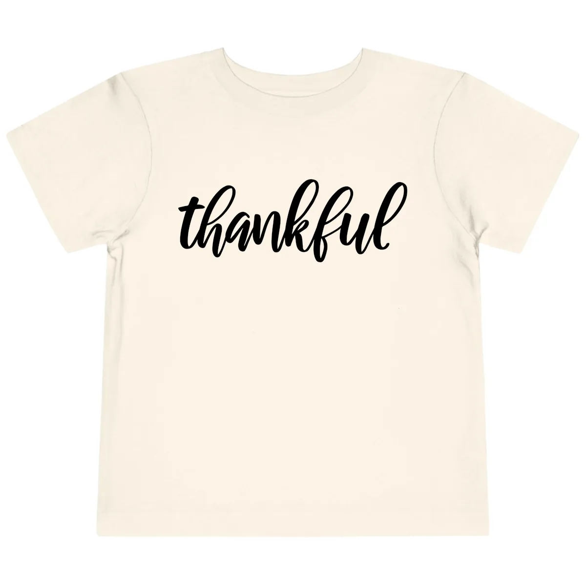 Script Thankful Word Art Toddler T-Shirt in Natural