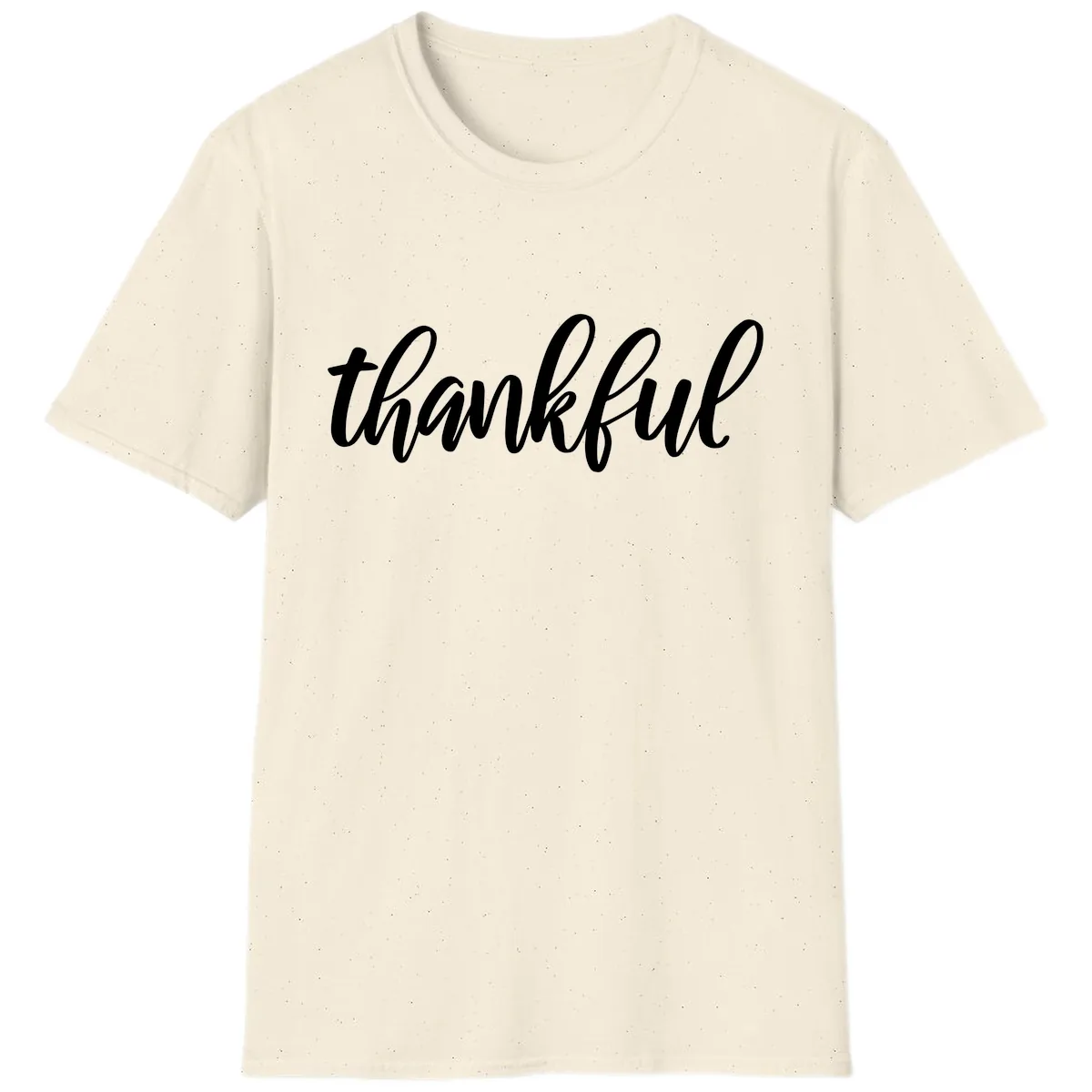 Script Thankful Word Art T-Shirt in Natural