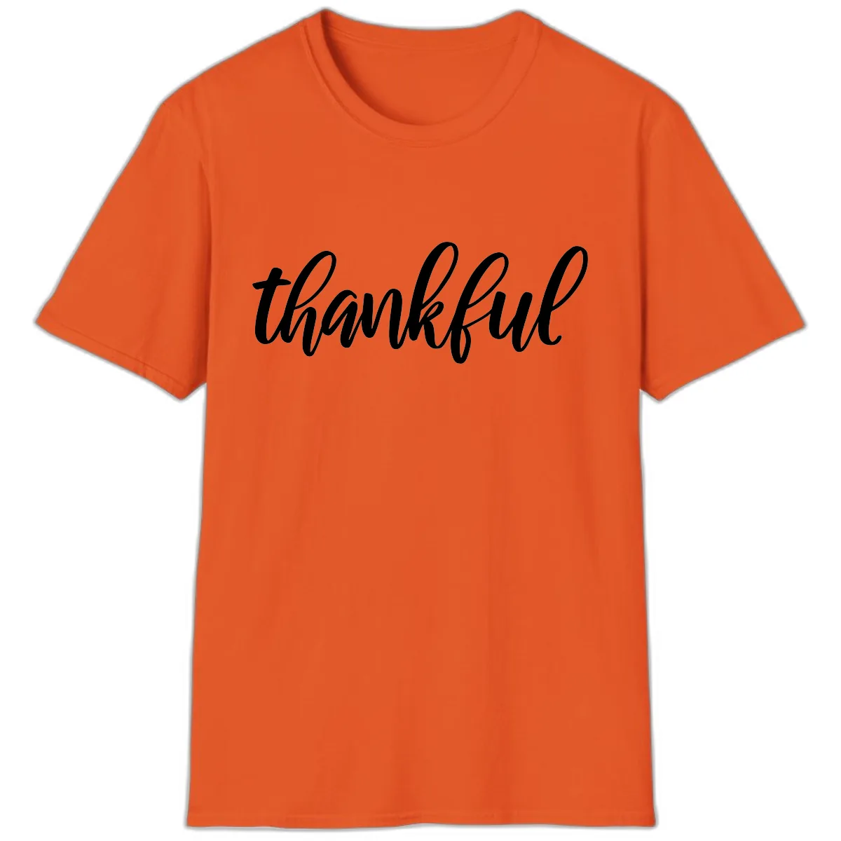 Script Thankful Word Art T-Shirt in Orange