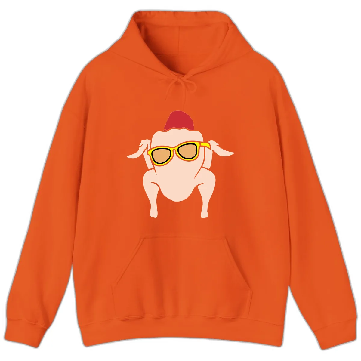 Cool Turkey Wearing Sunglasses Hoodie in Orange