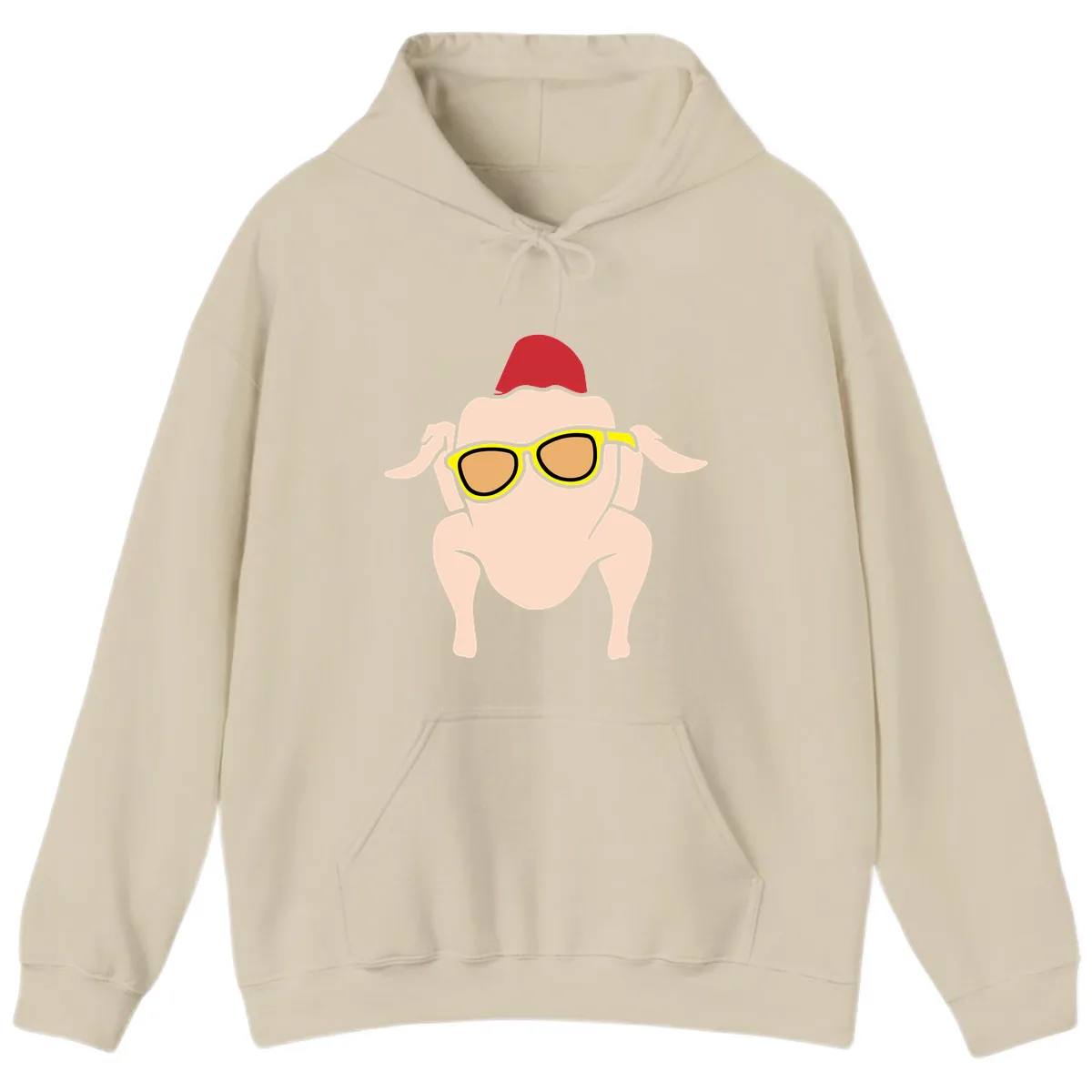 Cool Turkey Wearing Sunglasses Hoodie in Sand