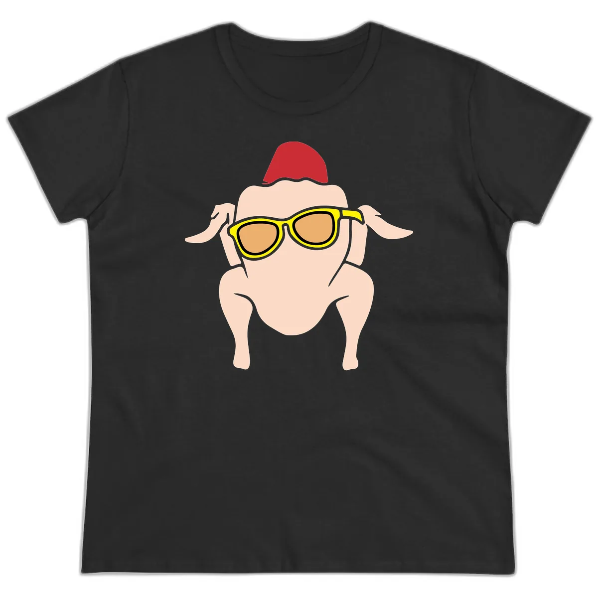 Cool Turkey Wearing Sunglasses Ladies Tee in Black