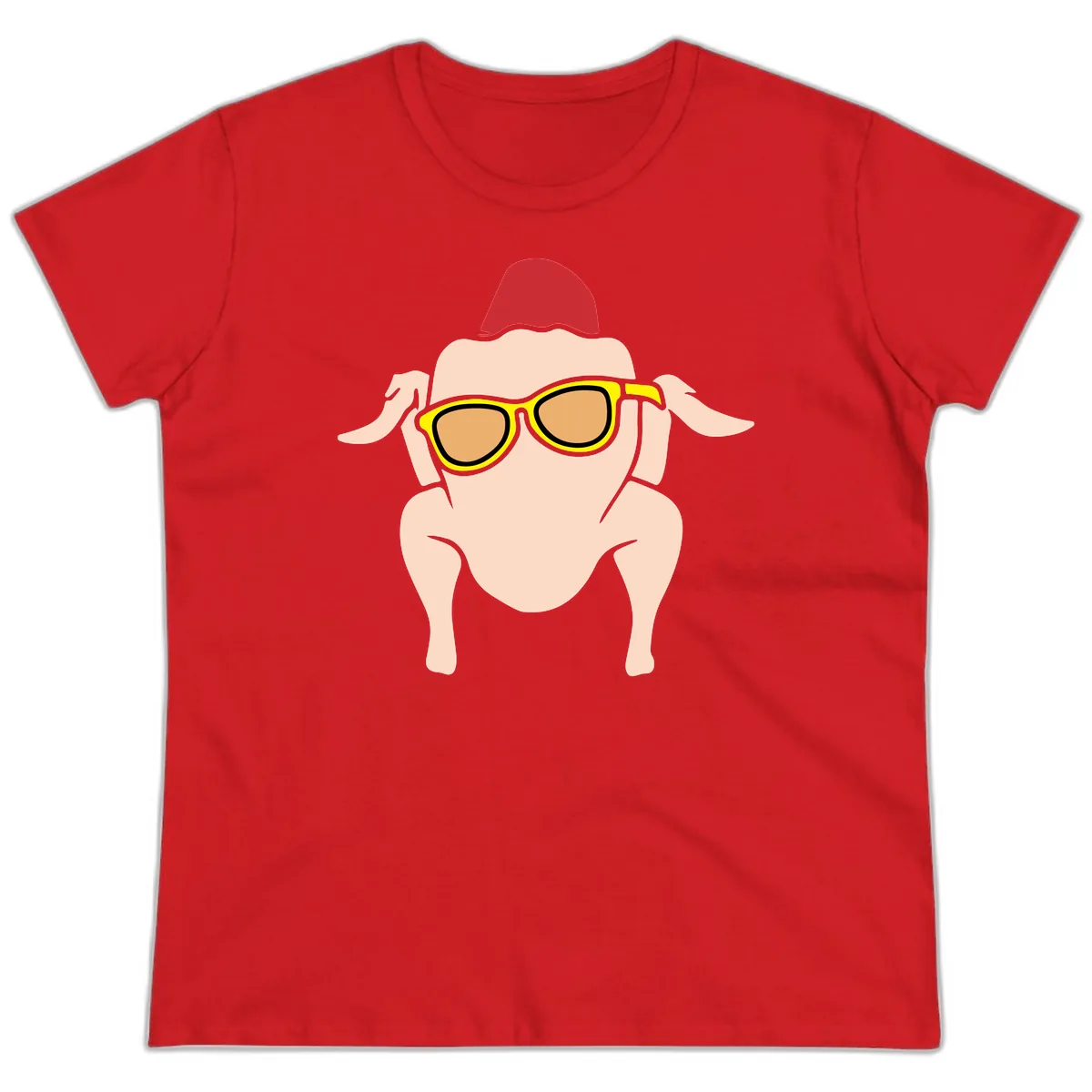 Cool Turkey Wearing Sunglasses Ladies Tee in Red