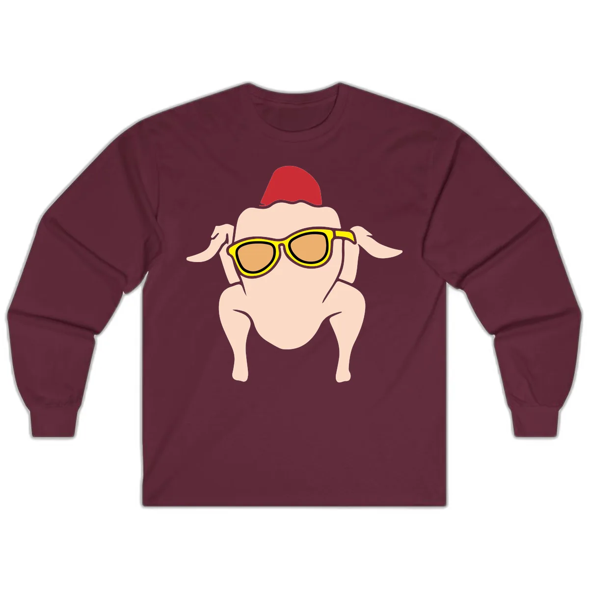 Cool Turkey Wearing Sunglasses Long Sleeve in Maroon