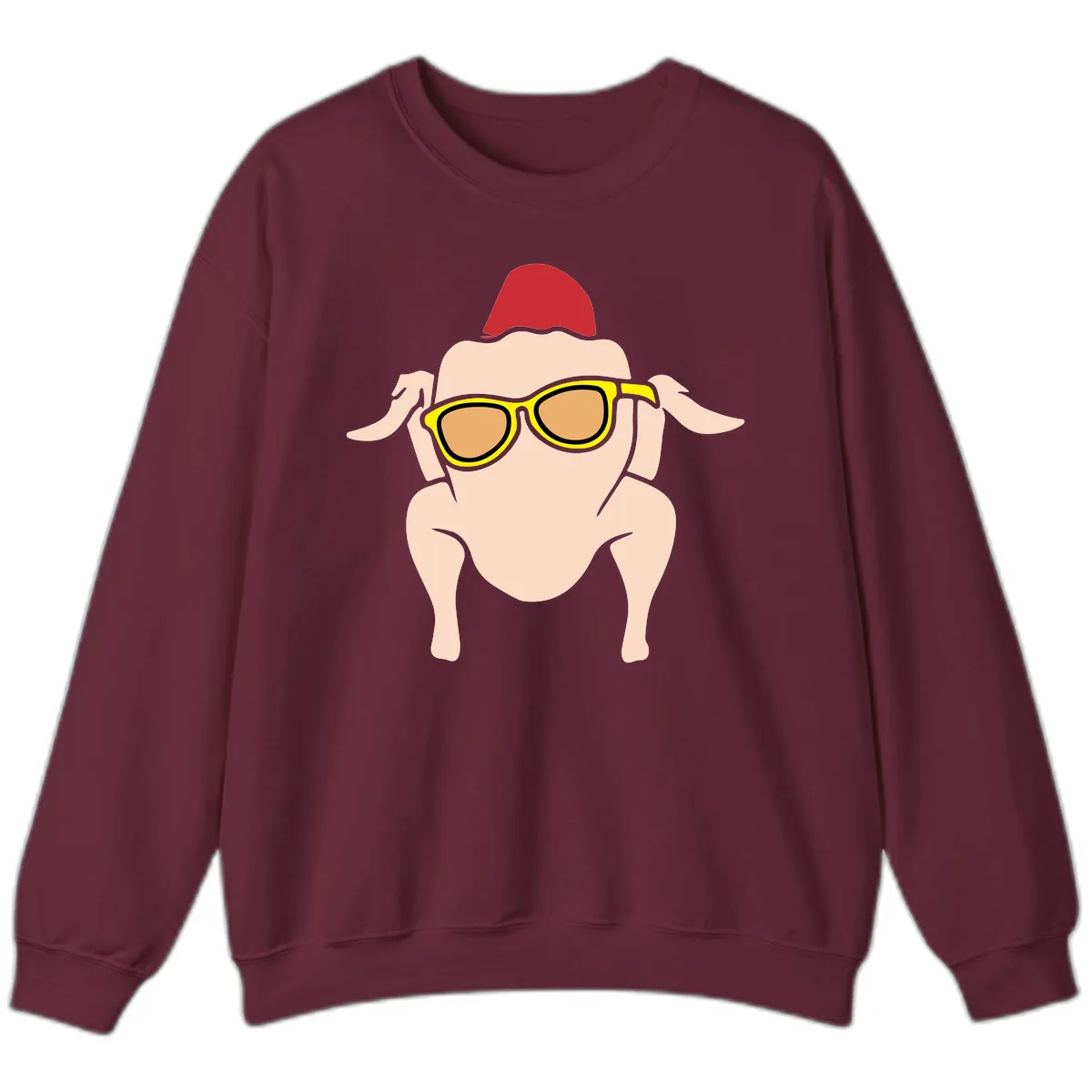 Cool Turkey Wearing Sunglasses Sweatshirt in Maroon