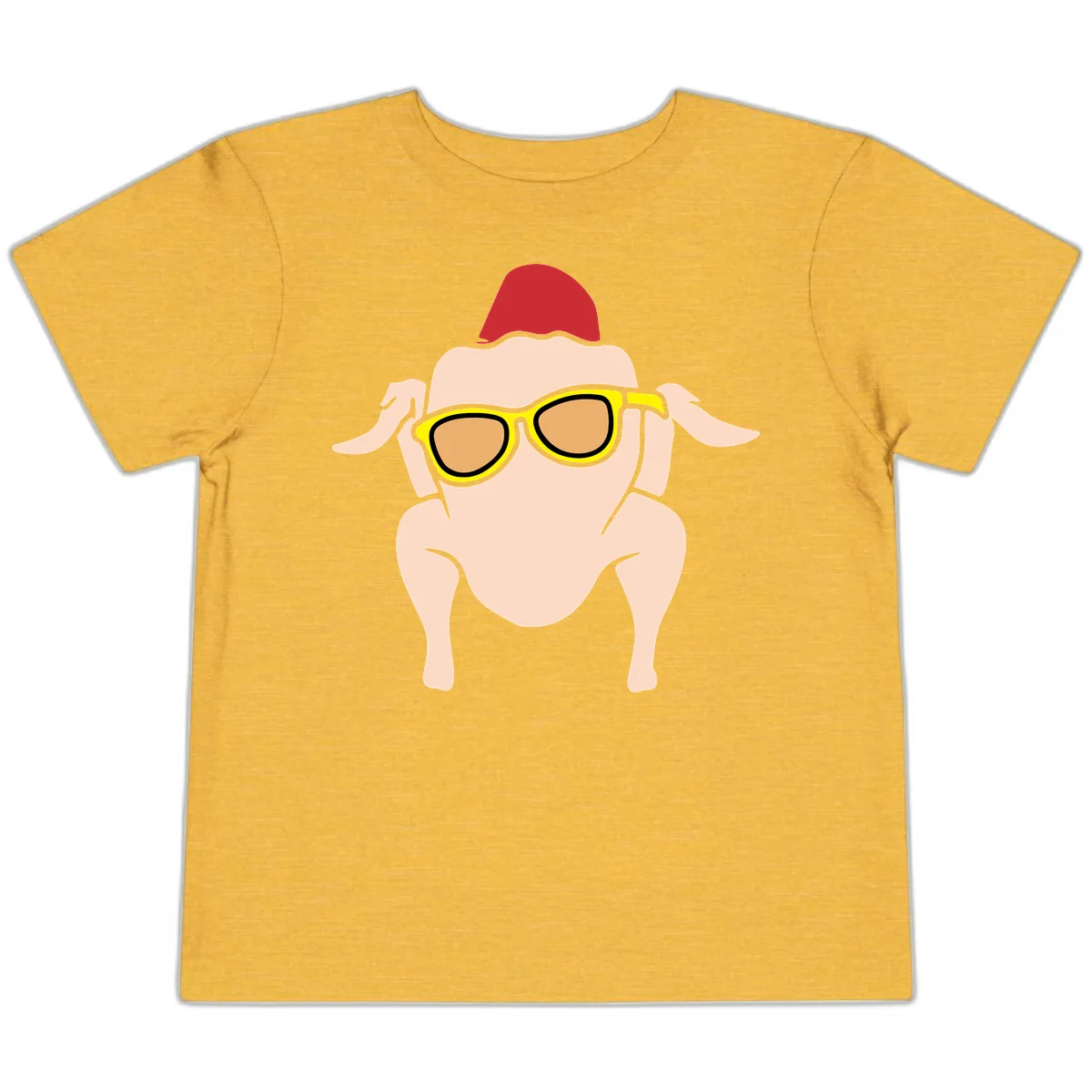 Cool Turkey Wearing Sunglasses Toddler T-Shirt in Heather Yellow Gold