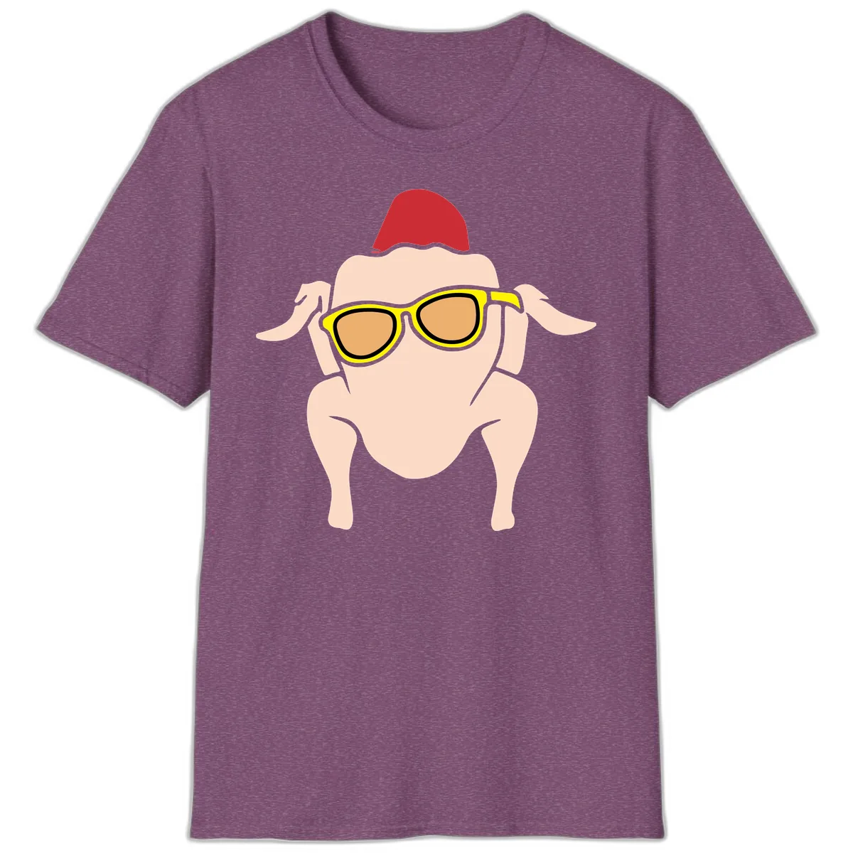 Cool Turkey Wearing Sunglasses T-Shirt in Heather Maroon