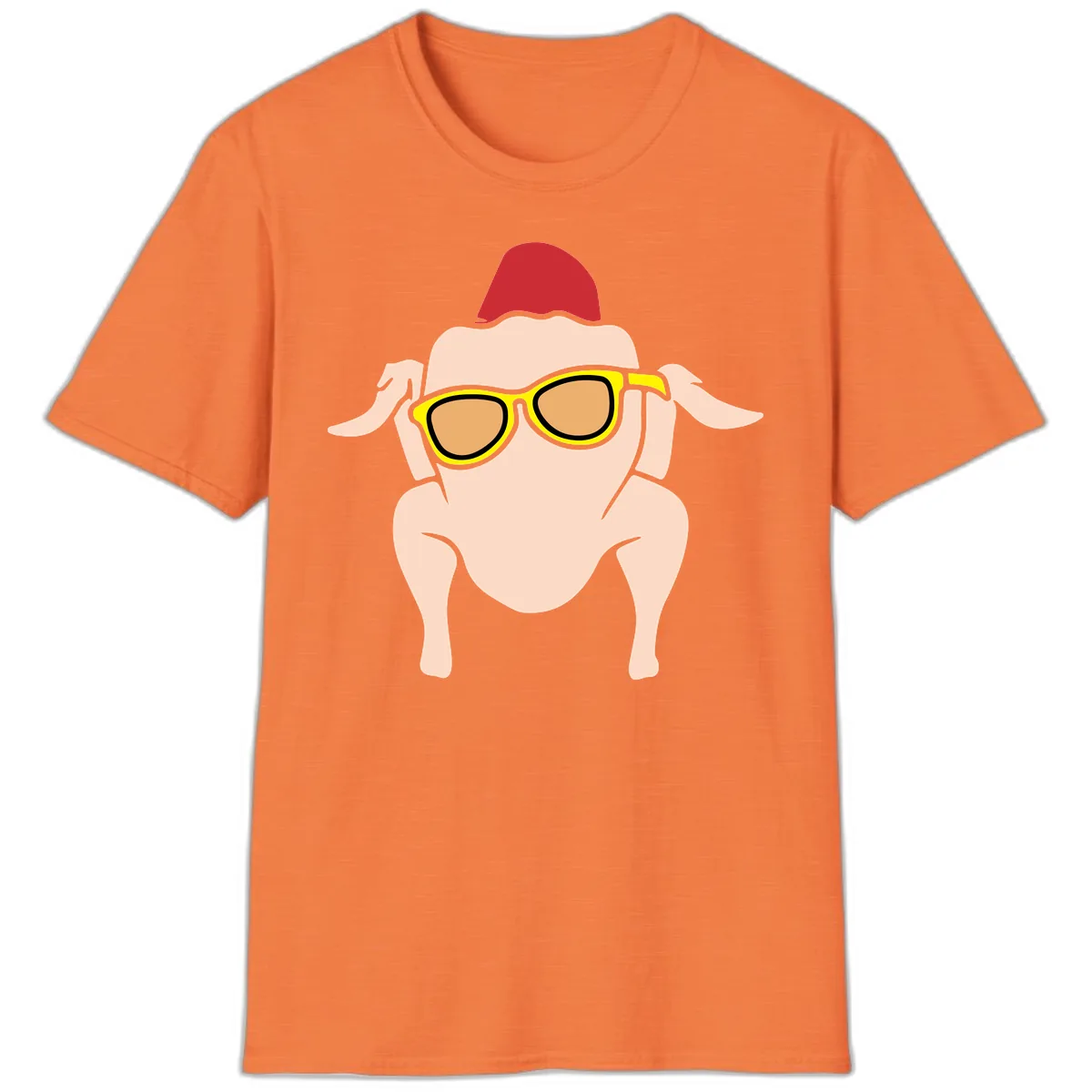 Cool Turkey Wearing Sunglasses T-Shirt in Heather Orange
