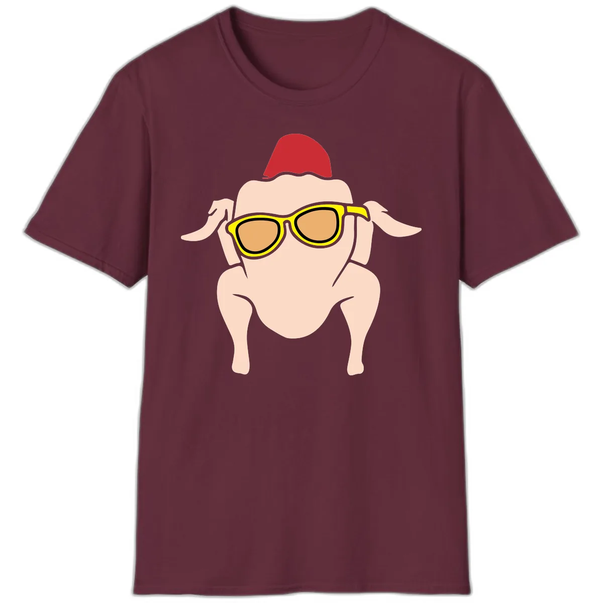 Cool Turkey Wearing Sunglasses T-Shirt in Maroon