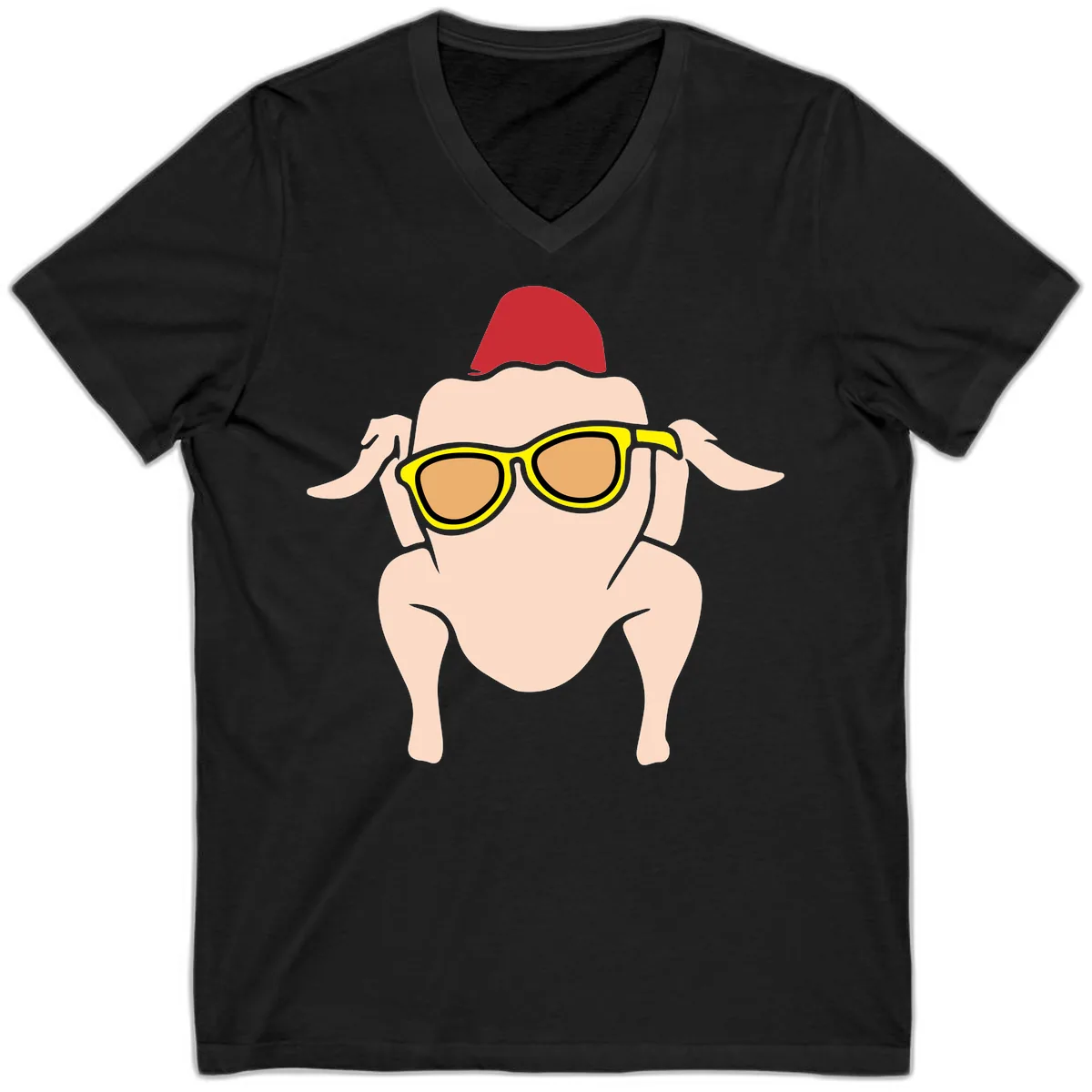 Cool Turkey Wearing Sunglasses V-Neck in Black
