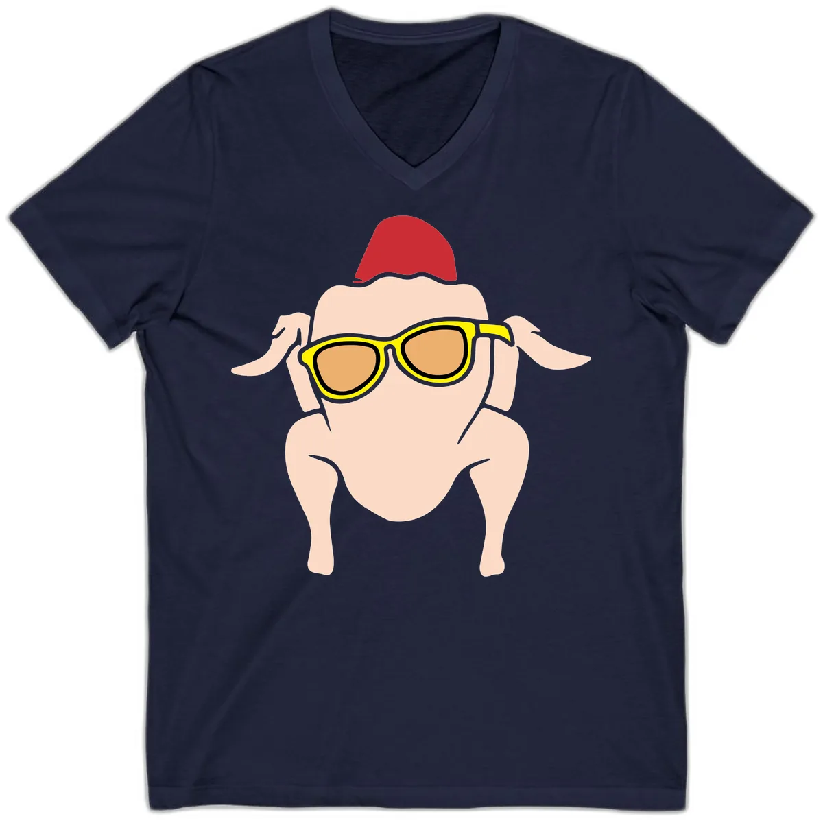 Cool Turkey Wearing Sunglasses V-Neck in Navy