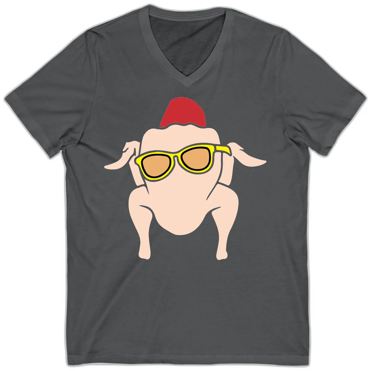 Cool Turkey Wearing Sunglasses V-Neck in Asphalt