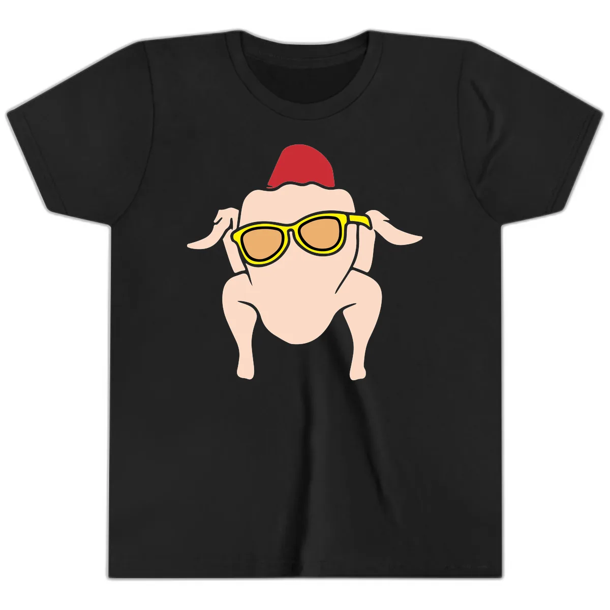 Cool Turkey Wearing Sunglasses Youth T-Shirt in Black