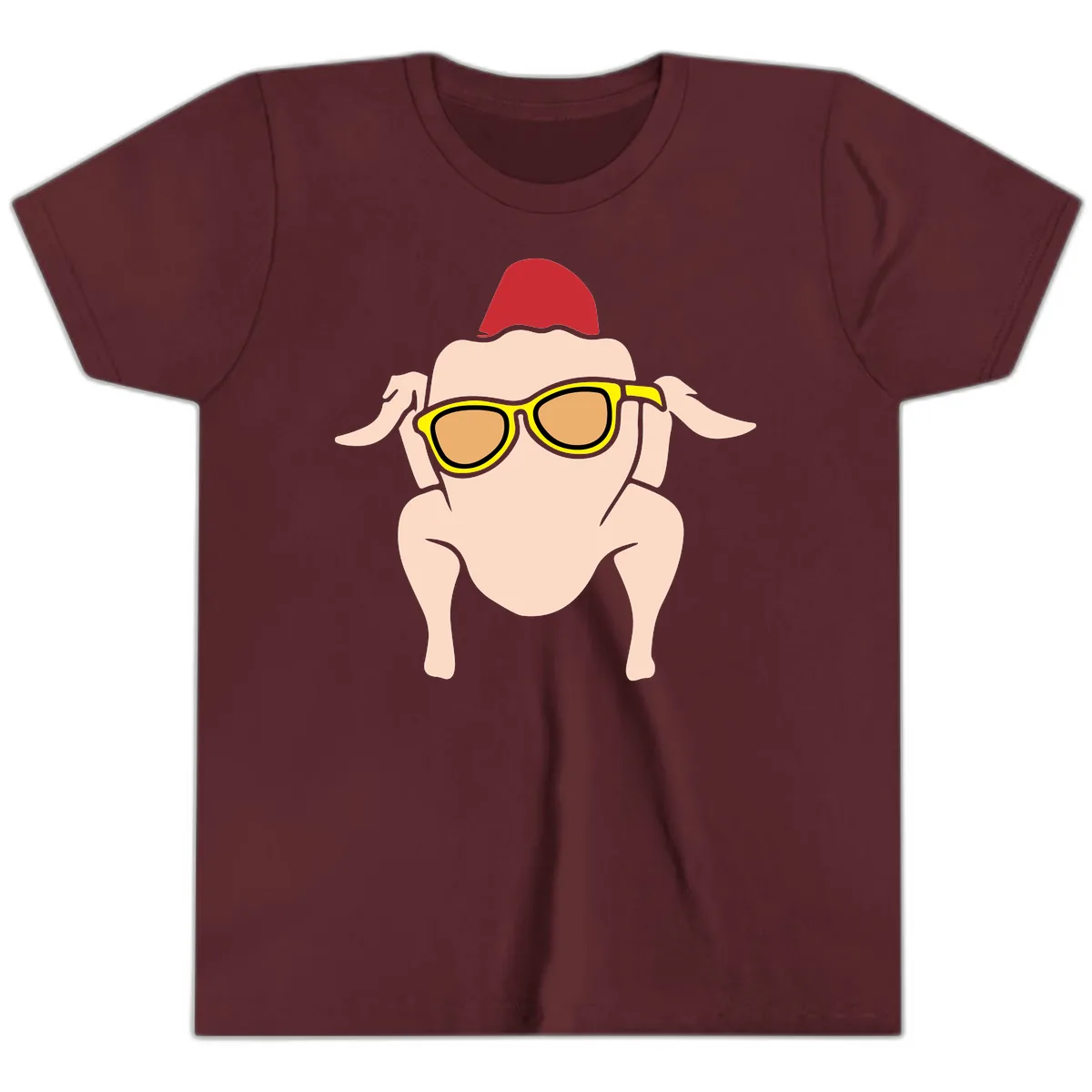Cool Turkey Wearing Sunglasses Youth T-Shirt in Maroon