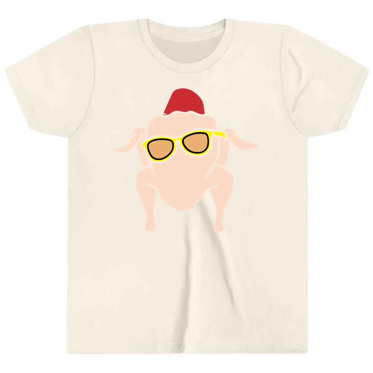 Cool Turkey Wearing Sunglasses Youth T-Shirt in Natural