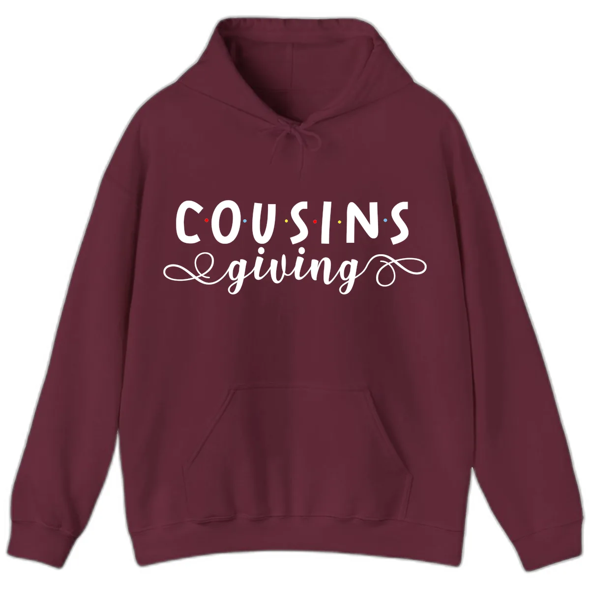 Cousins Giving Family Gathering Hoodie in Maroon