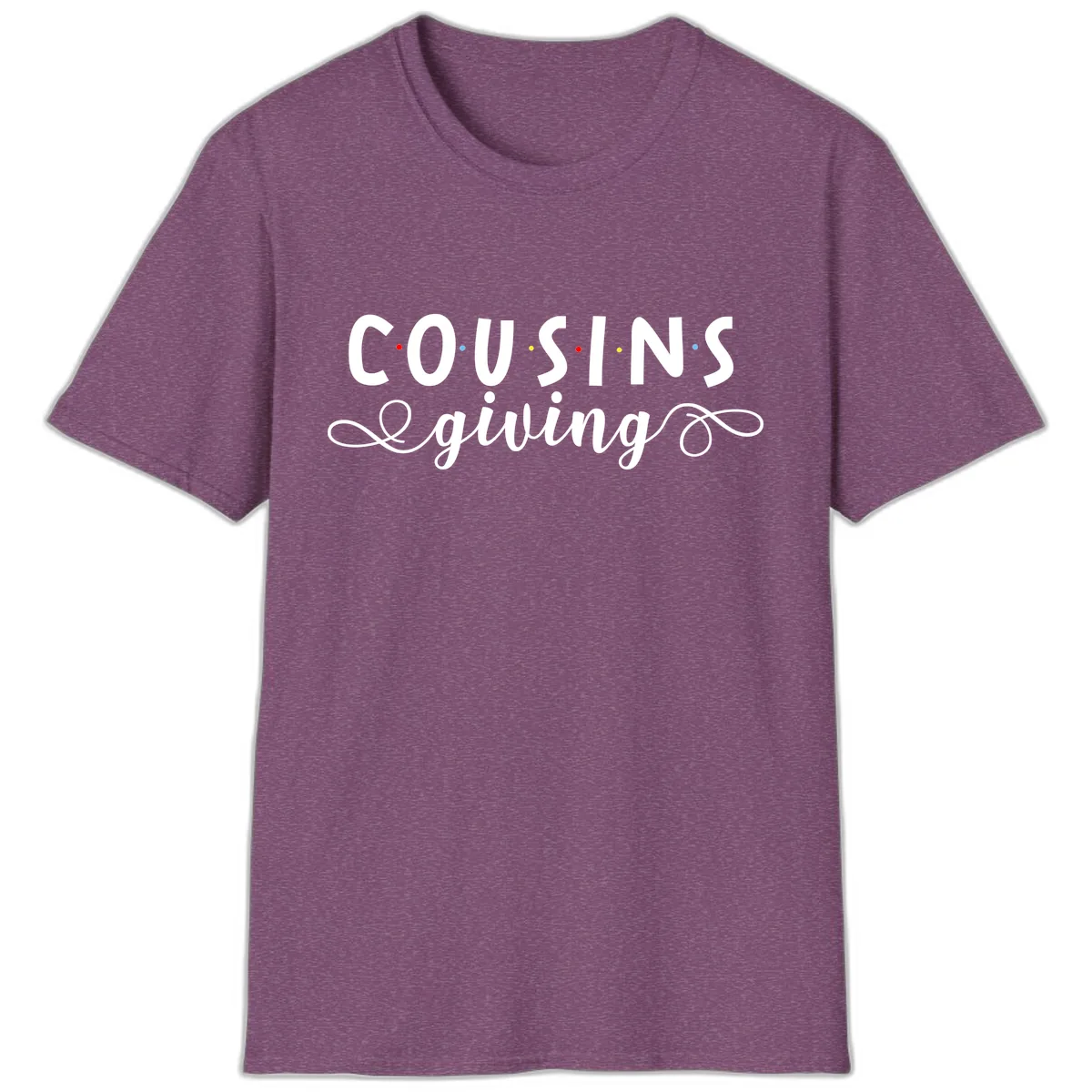 Cousins Giving Family Gathering T-Shirt in Heather Maroon