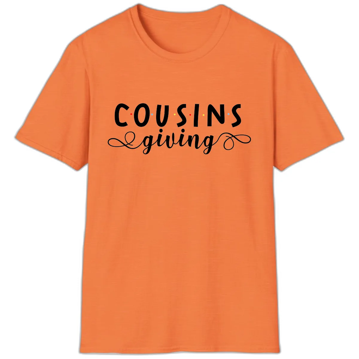Cousins Giving Family Gathering T-Shirt in Heather Orange