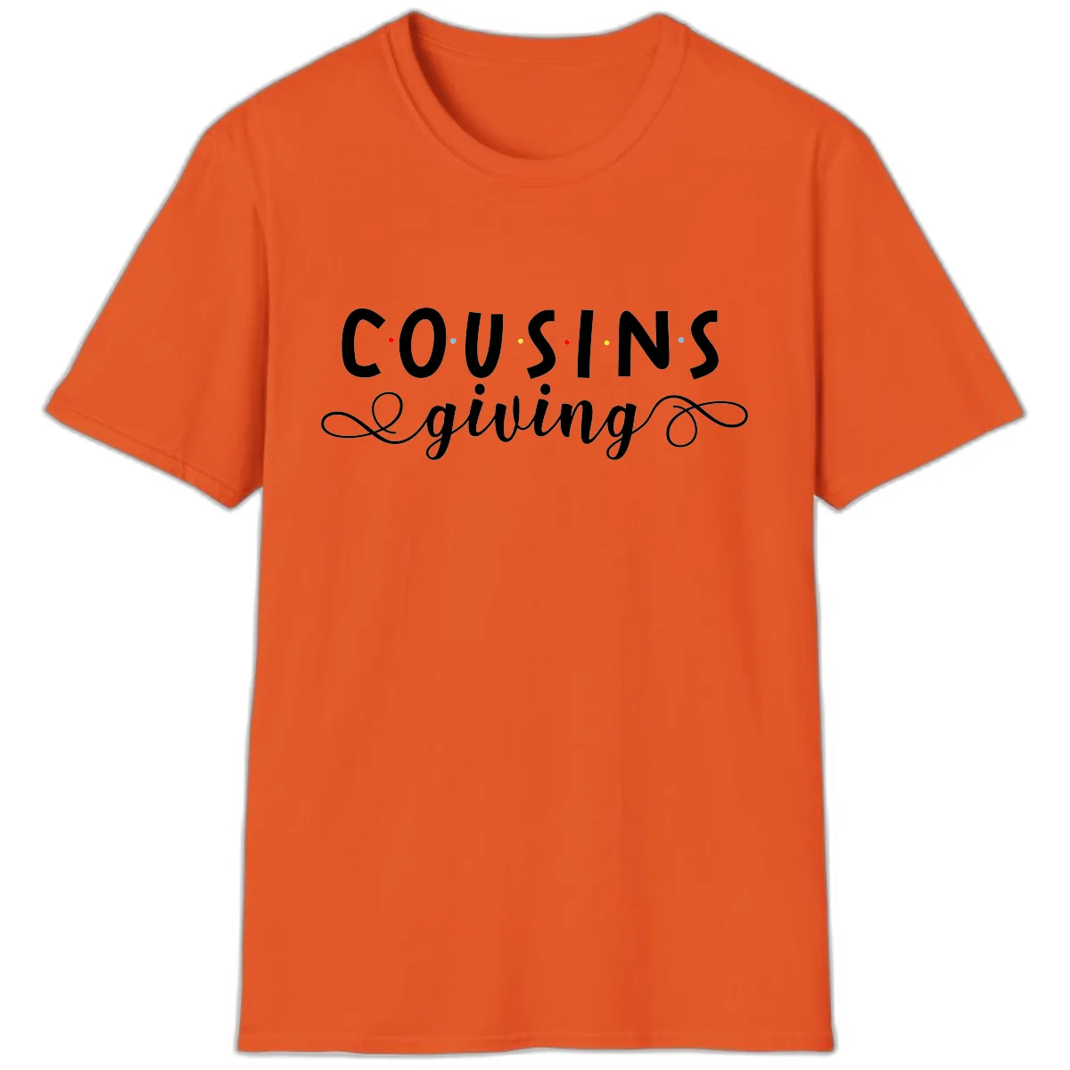 Cousins Giving Family Gathering T-Shirt in Orange