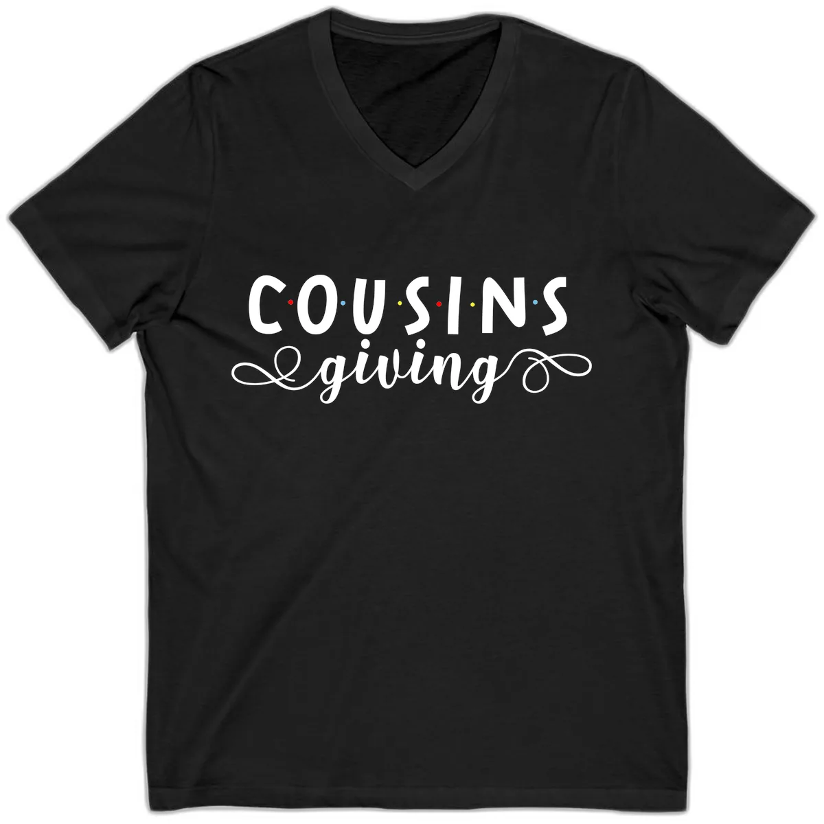 Cousins Giving Family Gathering V-Neck in Black