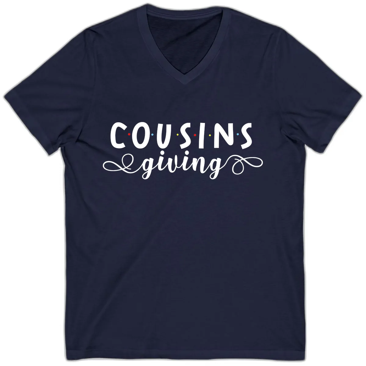 Cousins Giving Family Gathering V-Neck in Navy
