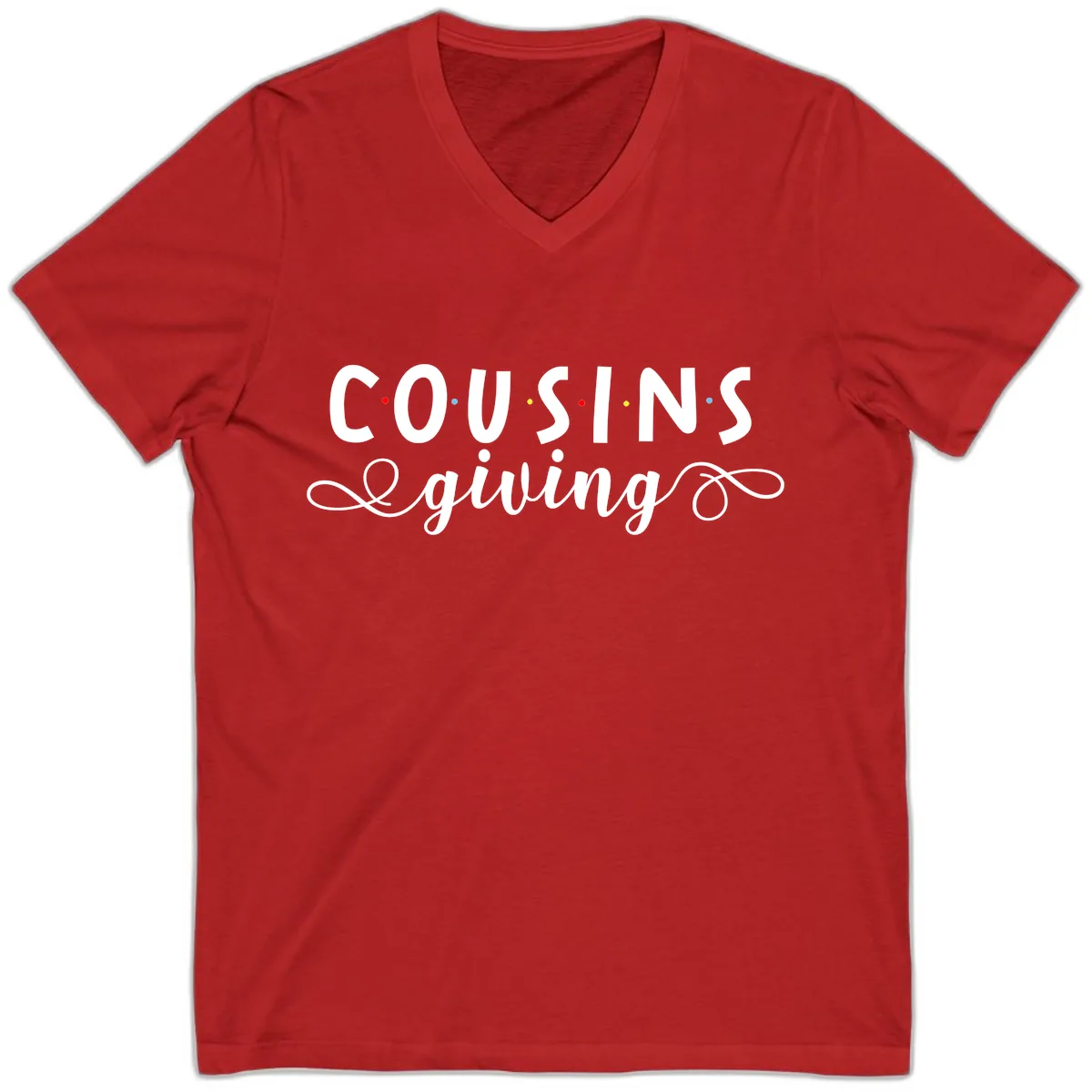 Cousins Giving Family Gathering V-Neck in Red