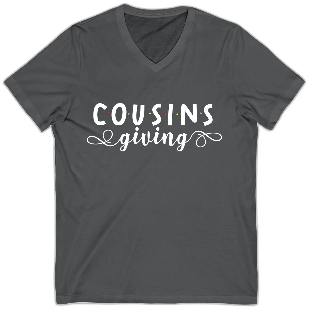 Cousins Giving Family Gathering V-Neck in Asphalt
