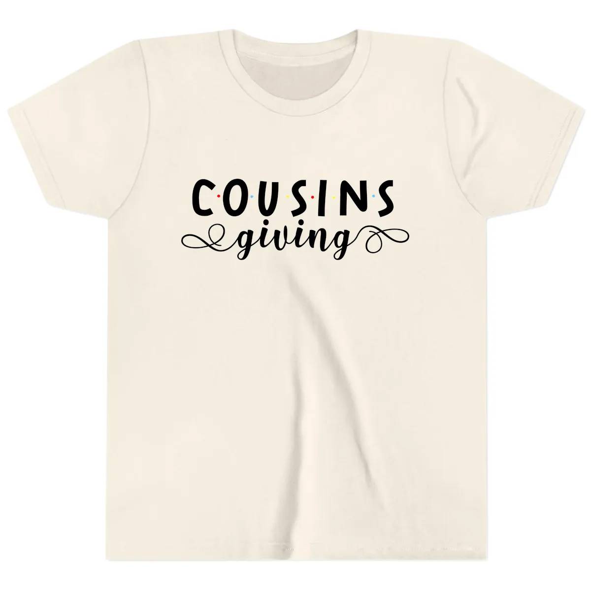 Cousins Giving Family Gathering Youth T-Shirt in Natural