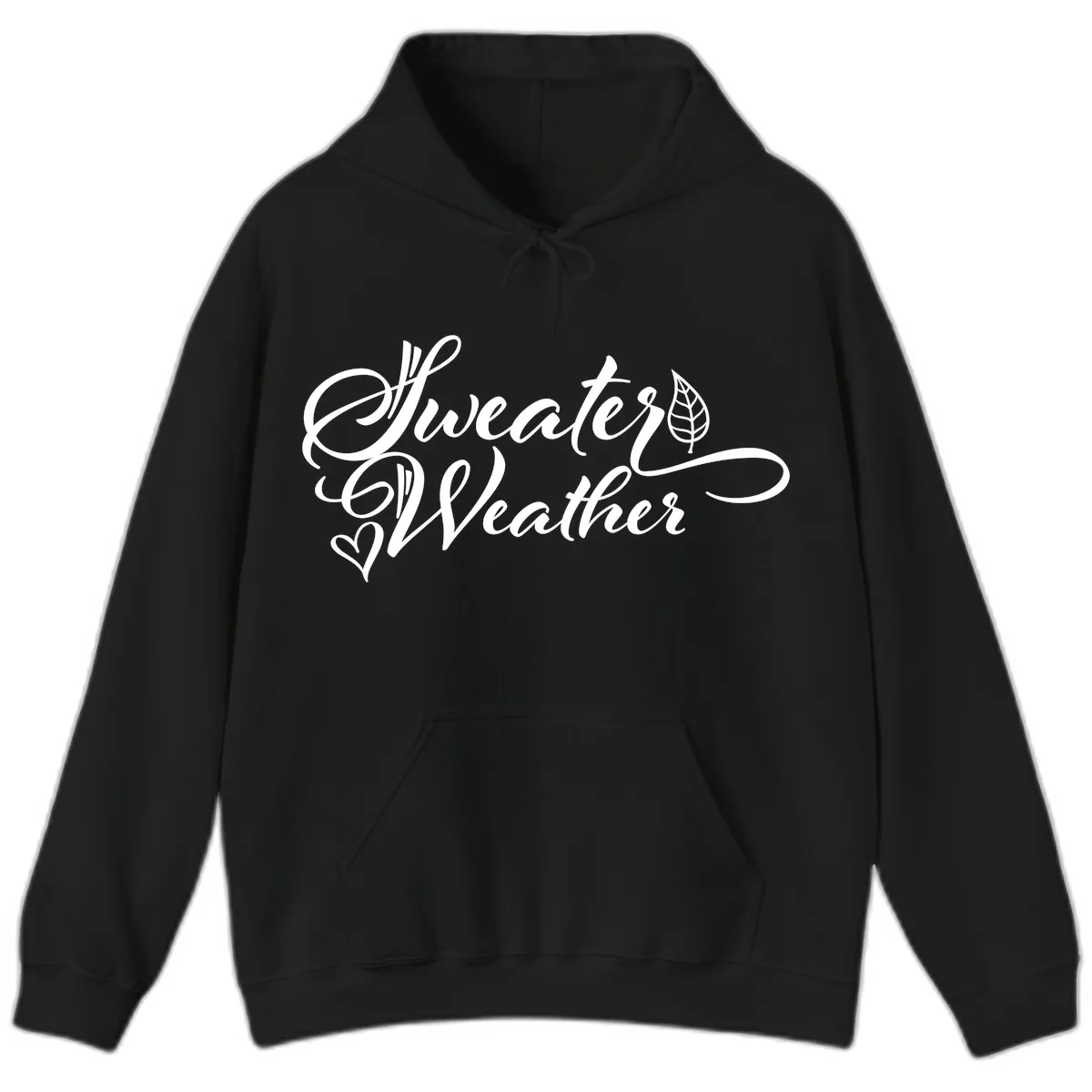Sweater Weather Script Design Hoodie in Black