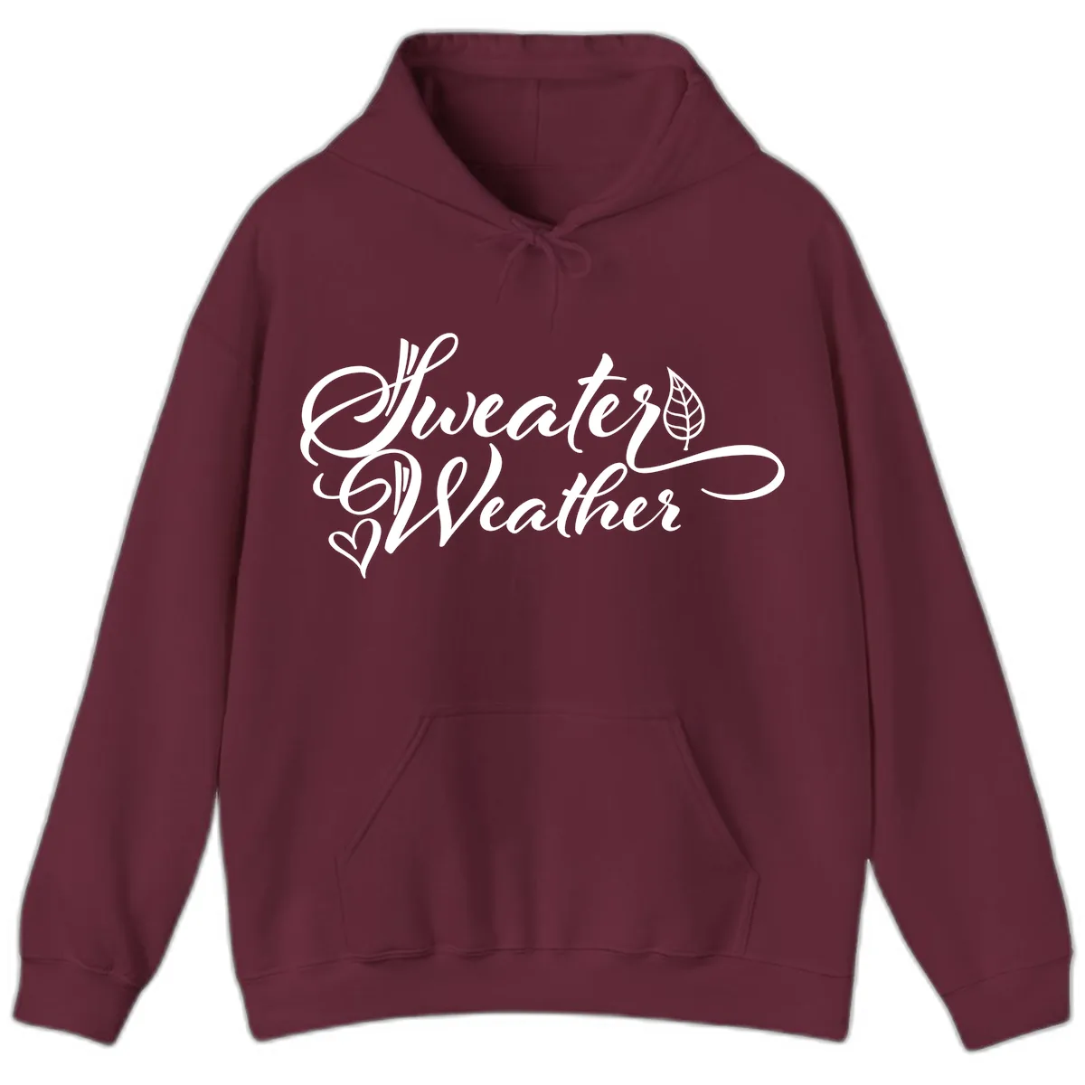Sweater Weather Script Design Hoodie in Maroon