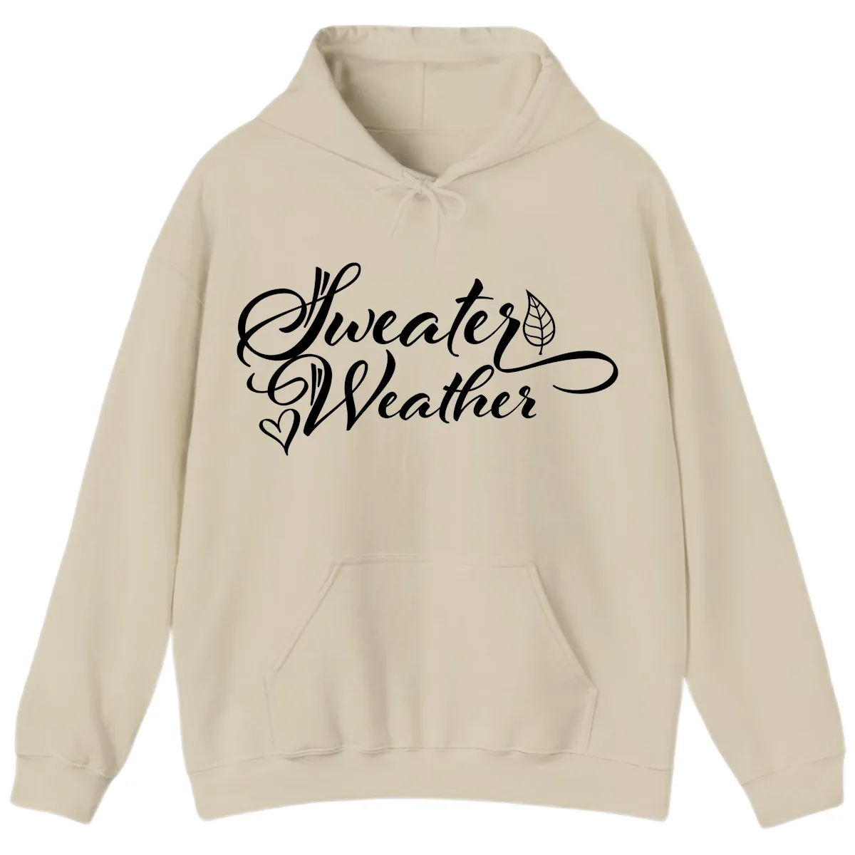 Sweater Weather Script Design Hoodie in Sand