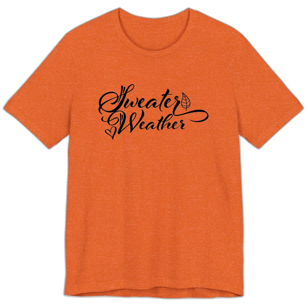 Sweater Weather Script Design Premium T-Shirt in Heather Orange