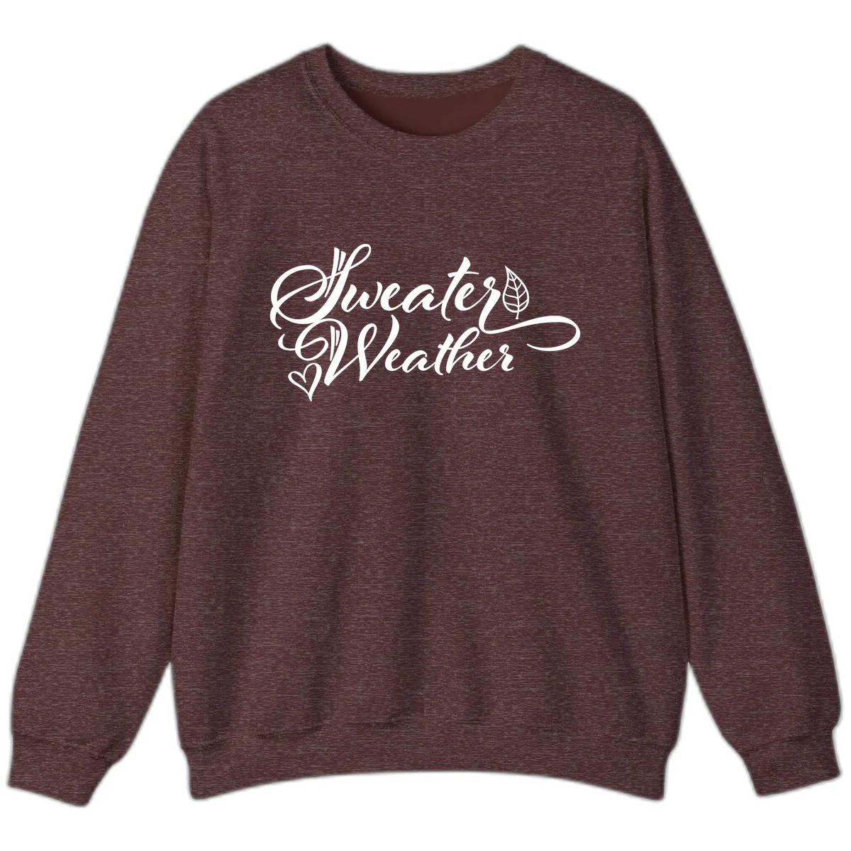 Sweater Weather Script Design Sweatshirt in Heather Sport Dark Maroon