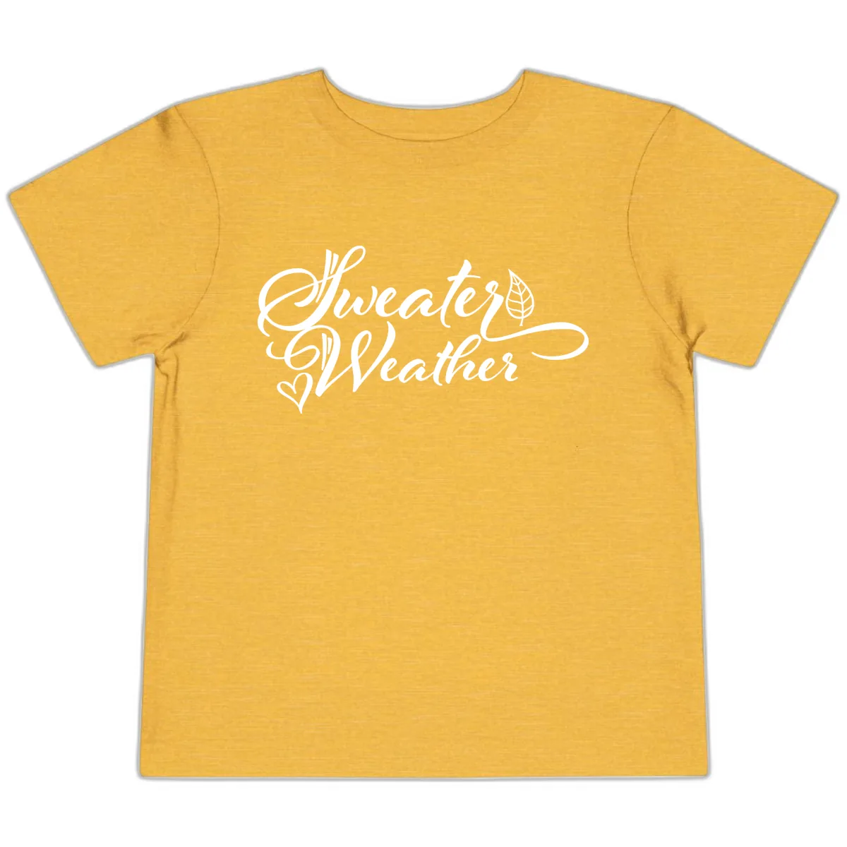 Sweater Weather Script Design Toddler T-Shirt in Heather Yellow Gold