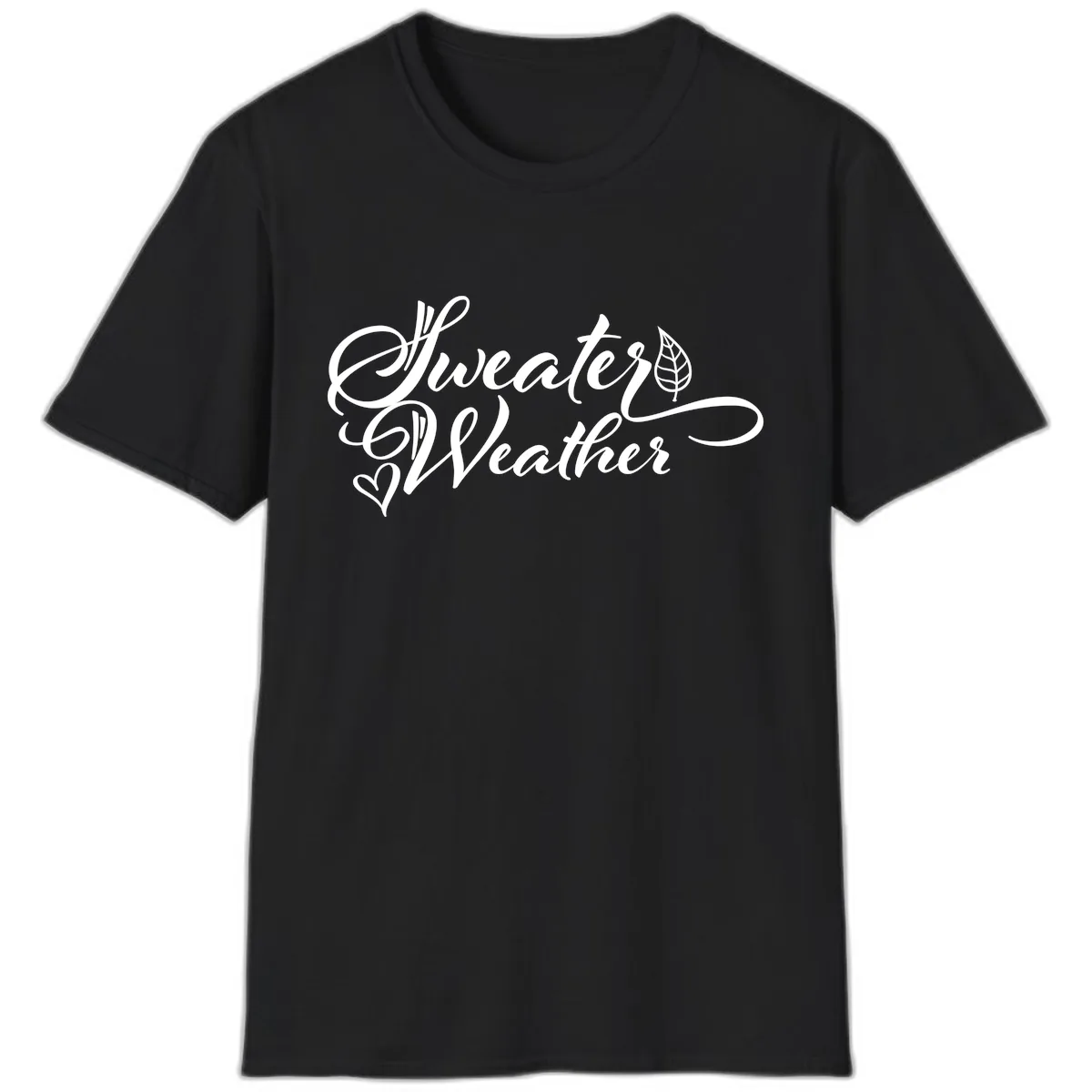 Sweater Weather Script Design T-Shirt in Black