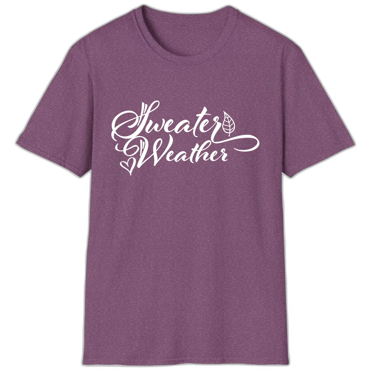 Sweater Weather Script Design T-Shirt in Heather Maroon