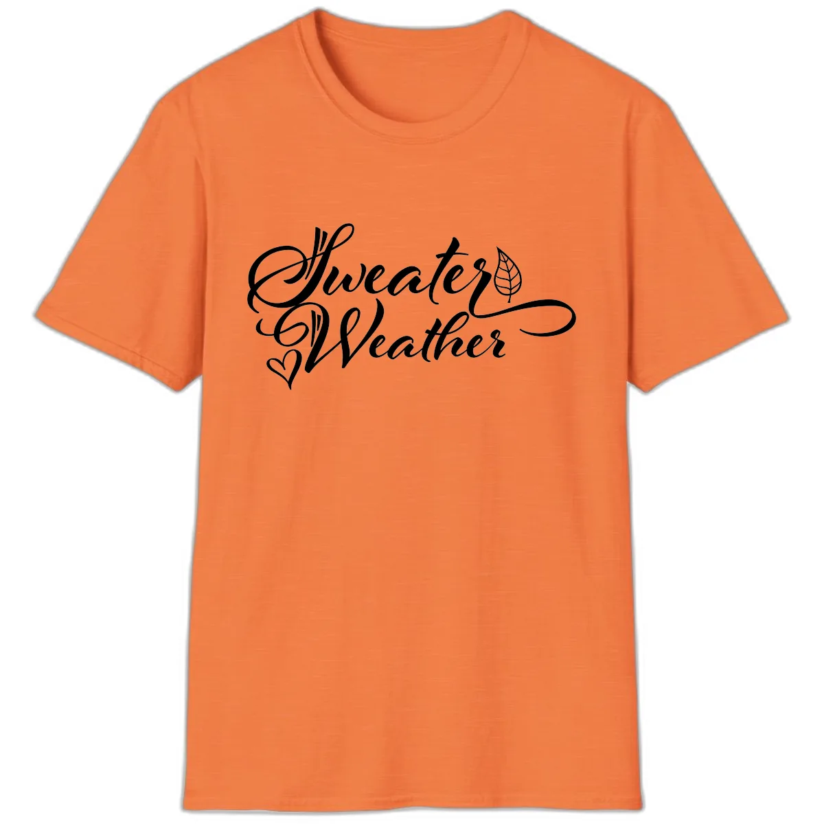 Sweater Weather Script Design T-Shirt in Heather Orange