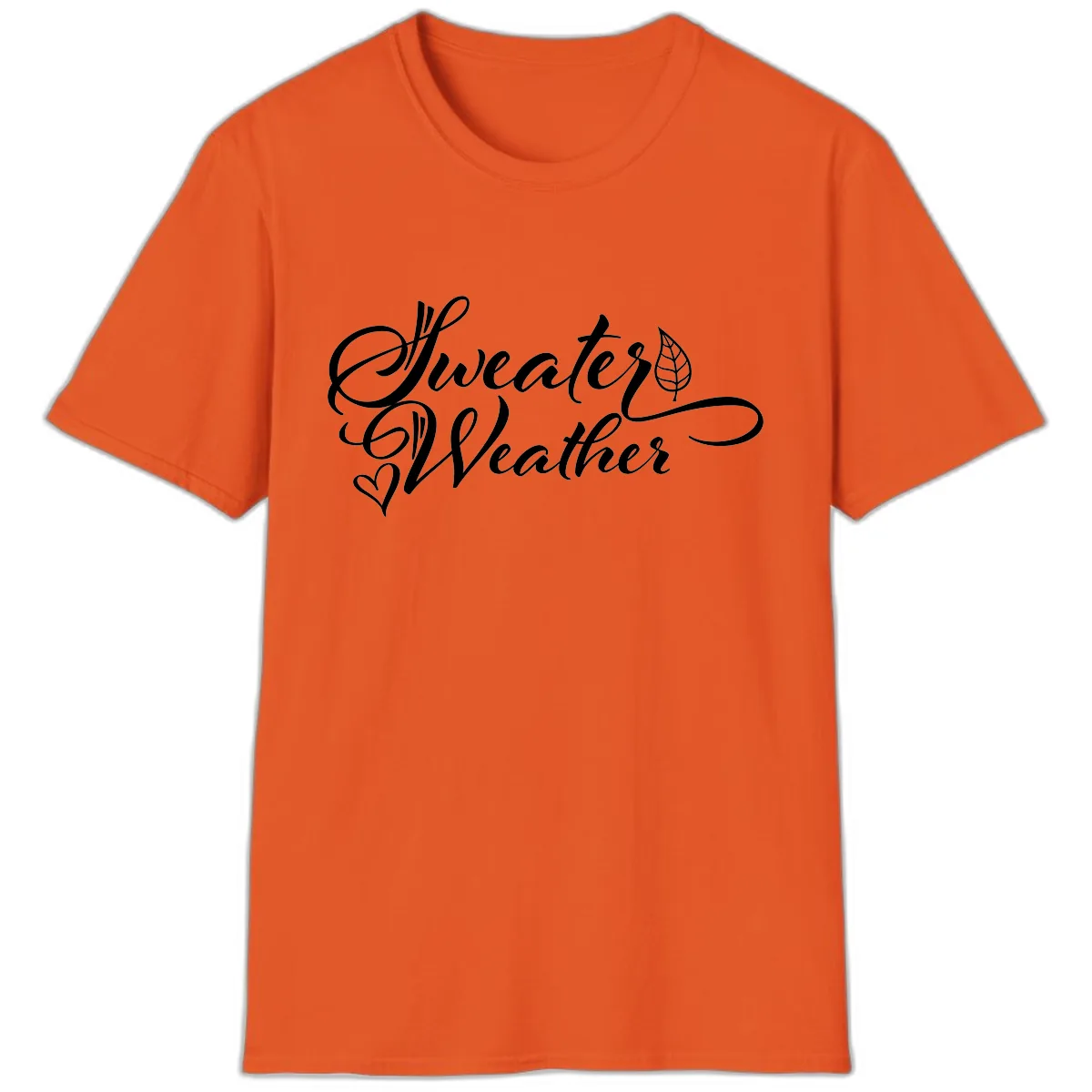 Sweater Weather Script Design T-Shirt in Orange