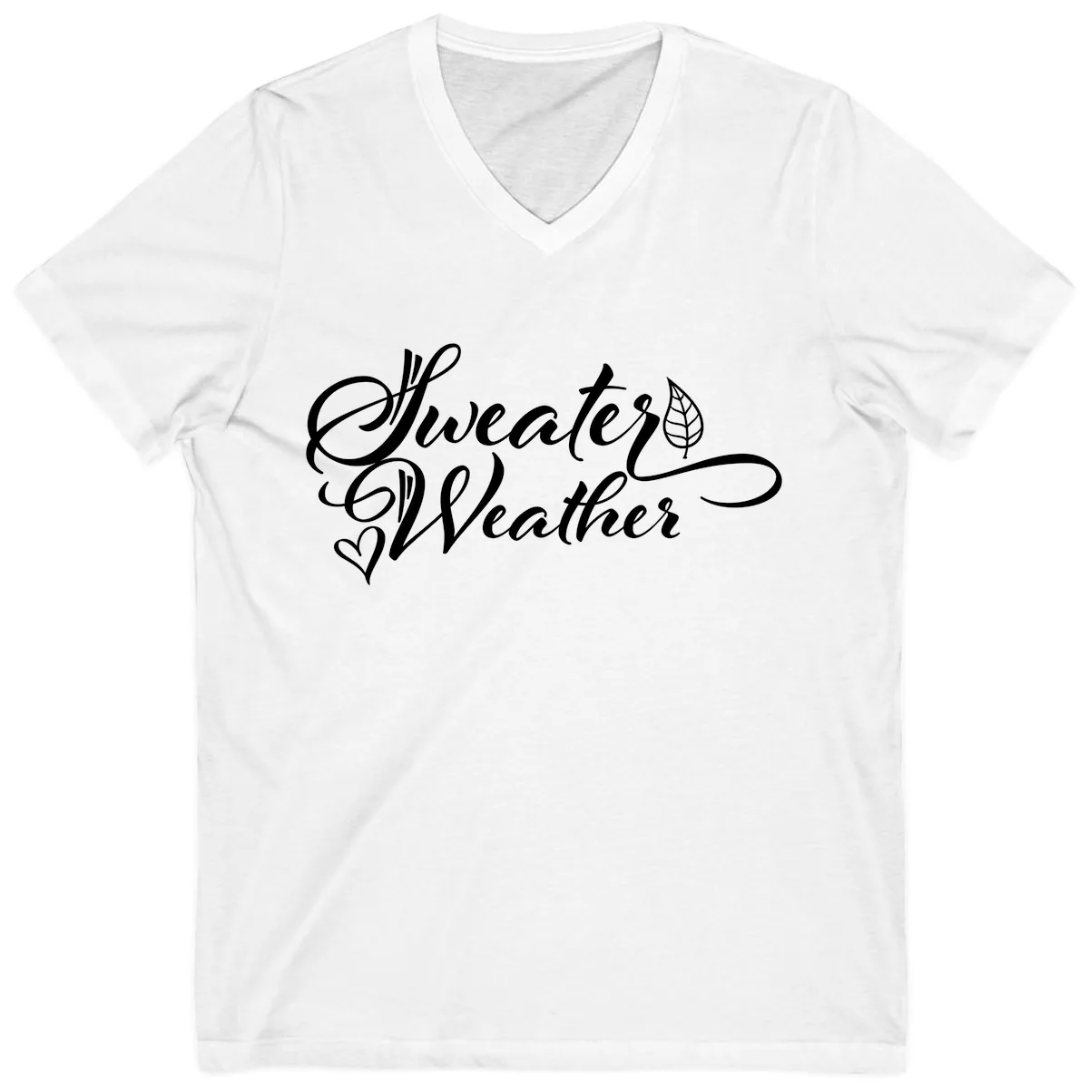 Sweater Weather Script Design V-Neck in White