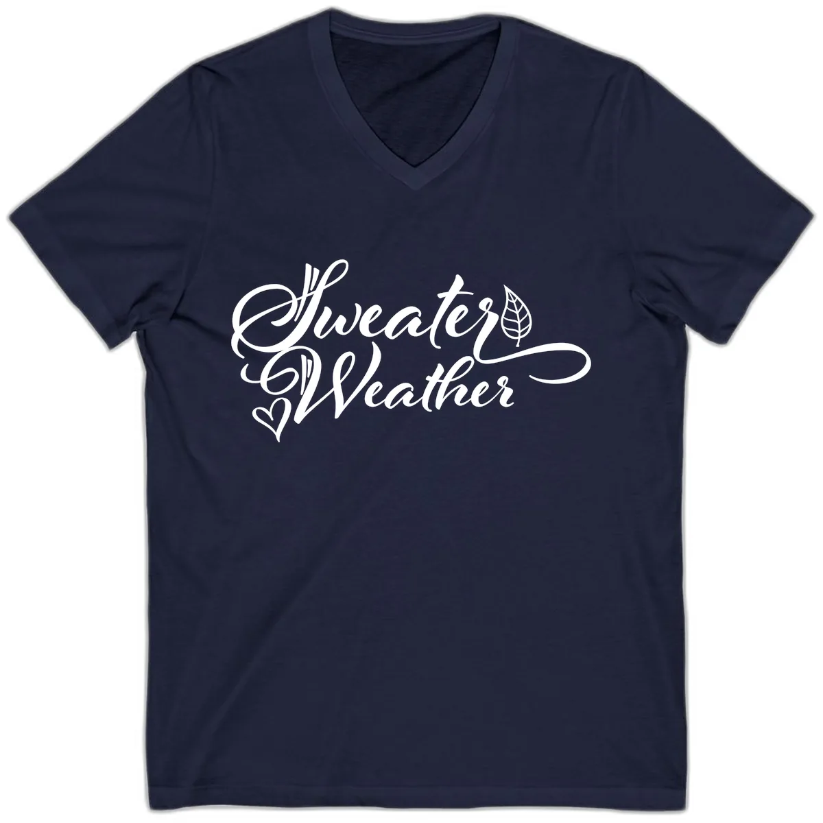 Sweater Weather Script Design V-Neck in Navy