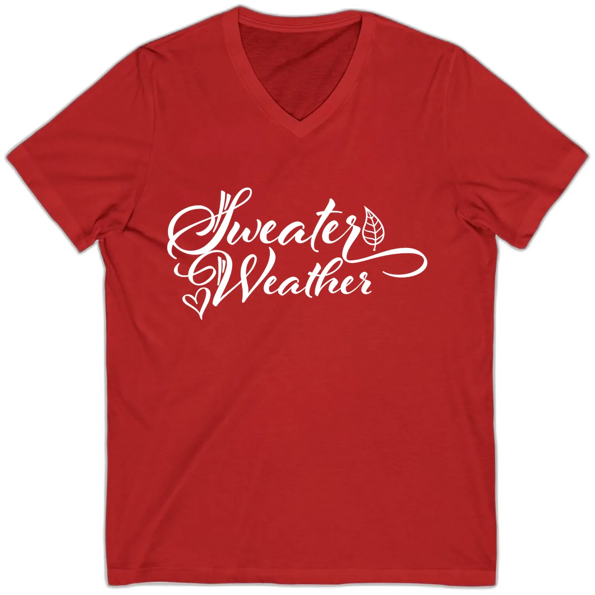 Sweater Weather Script Design V-Neck in Red