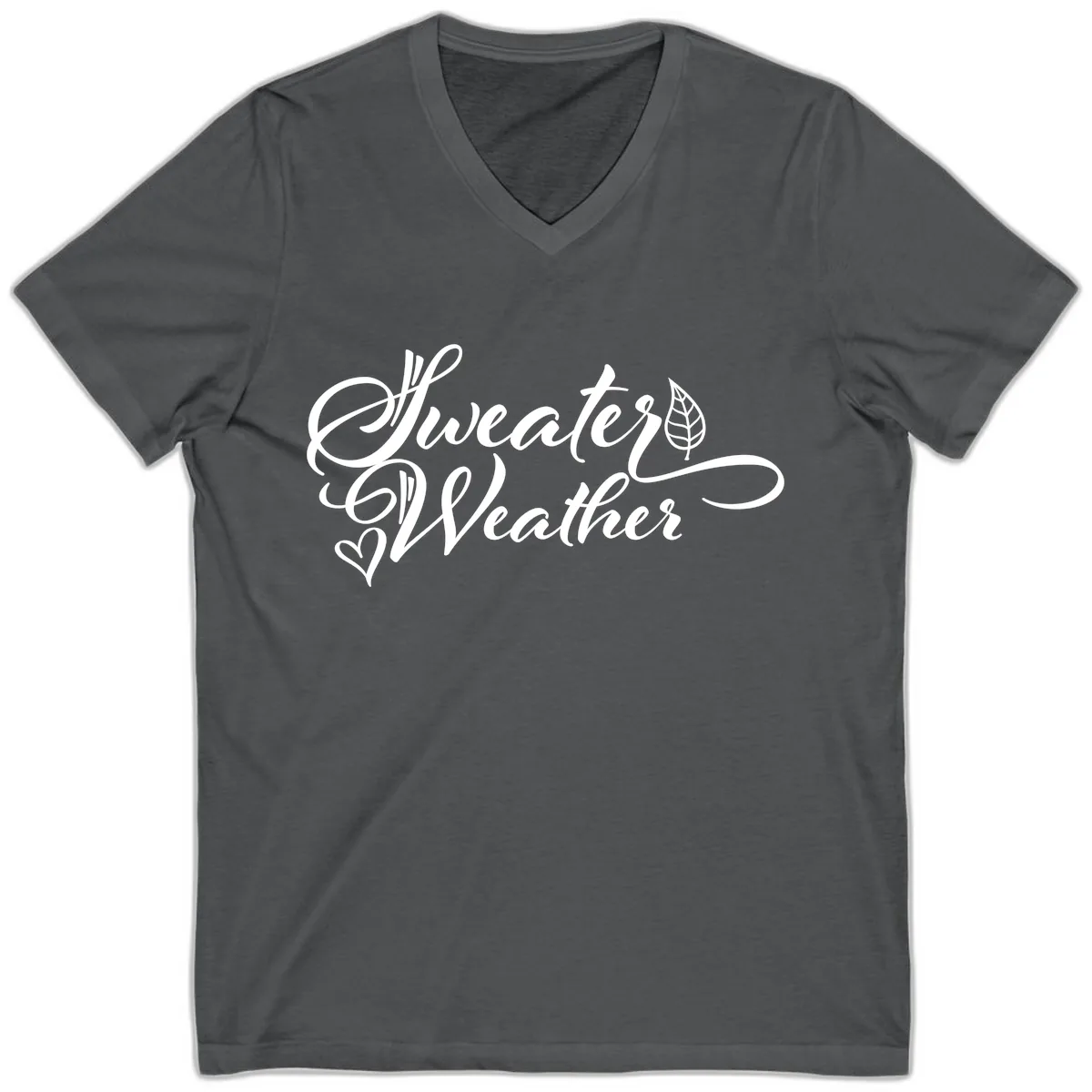 Sweater Weather Script Design V-Neck in Asphalt
