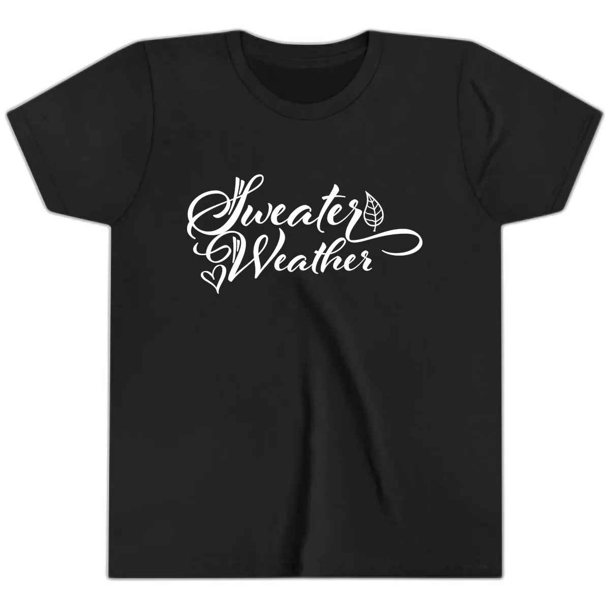 Sweater Weather Script Design Youth T-Shirt in Black