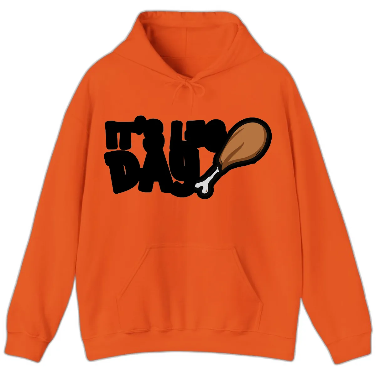 It's Leg Day Funny Chicken Leg Design Hoodie in Orange