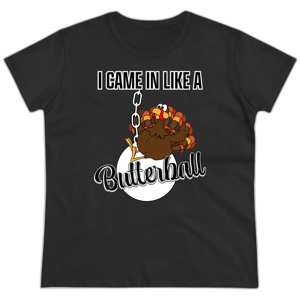 I Came In Like A Butterball Turkey Ladies Tee in Black
