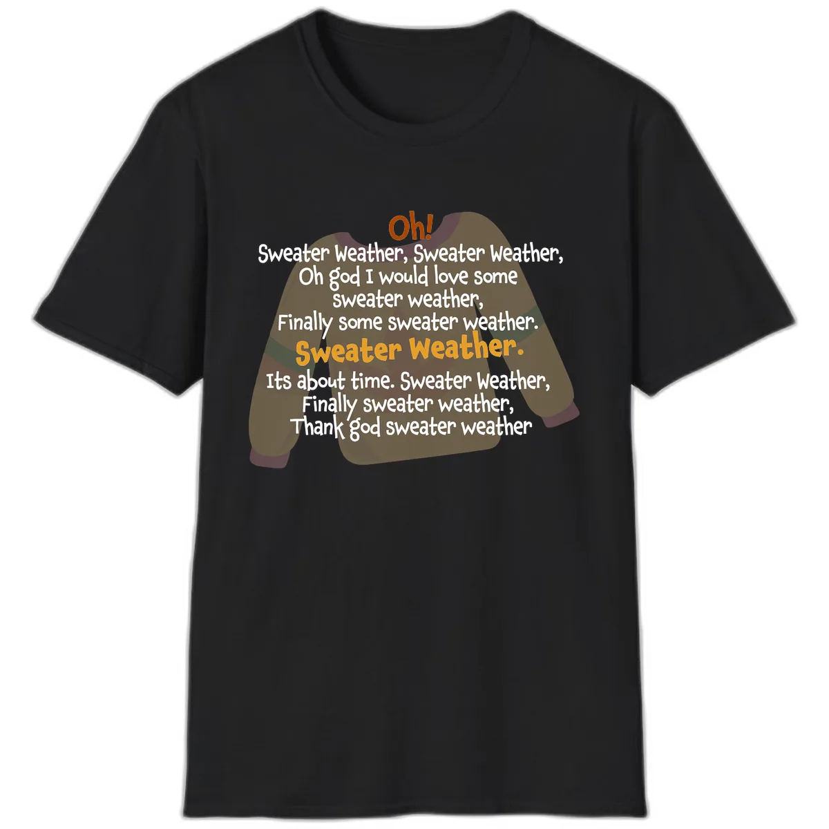 Sweater Weather Song Lyrics T-Shirt in Black