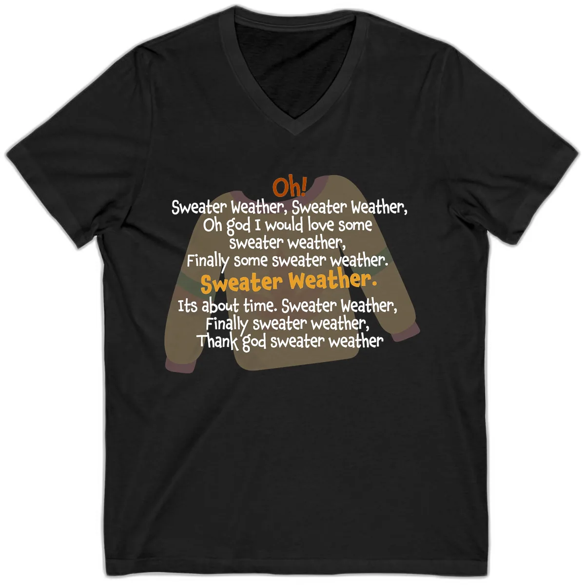 Sweater Weather Song Lyrics V-Neck in Black