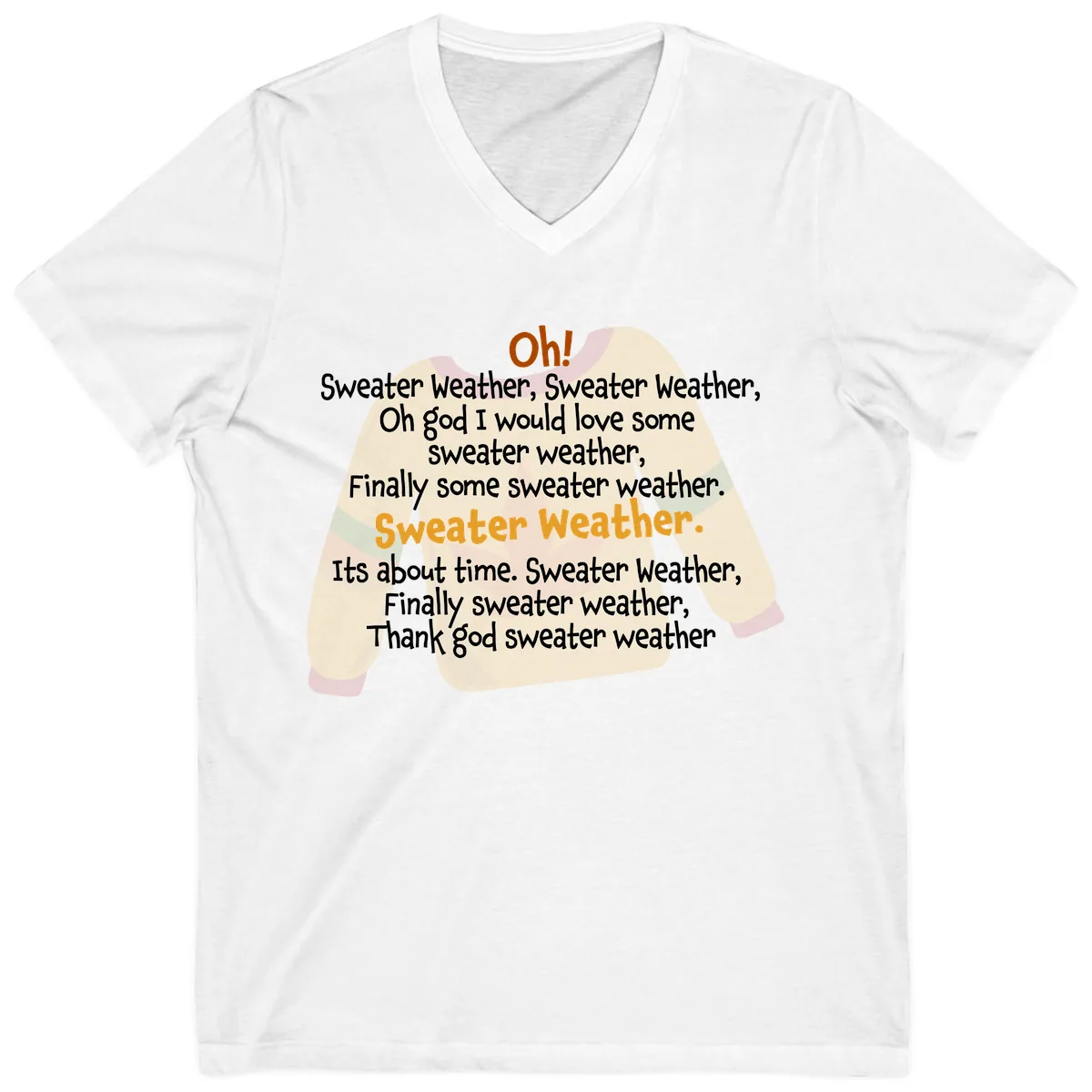 Sweater Weather Song Lyrics V-Neck in White